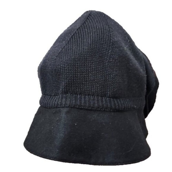 Sonia Rykiel Black Knit Hat Oversized Flower Detail Designer Women's Access T.2 - Picture 5 of 9